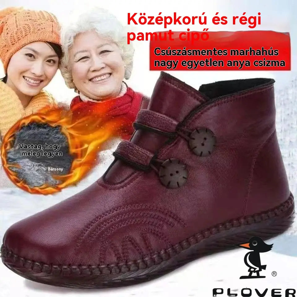 🔥🔥👢【50% KEDVEZMÉNY！！！！】💥【35-40】Női bőr, pamut, csúszásmentes, kézzel készített cipők őszre és télre