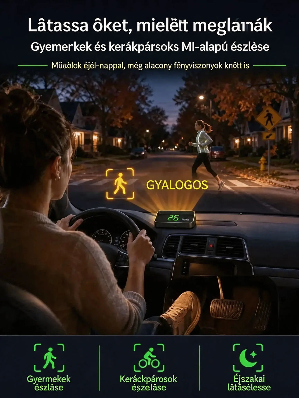 【Svájci katonai minőségű GPS navigációs "jegyelkerülő kütyü"】 Új GPS sebesség- és fordulatszámmérő (HUD/Head-Up kijelzővel) 【USB port】