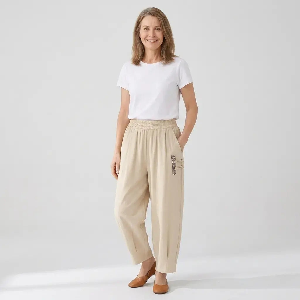 🔥【Korlátozott ideig féláron】【M–4XL】 👖 Könnyű és légáteresztő nyári pamut-lenvászon nadrág - modern, lezser, bokáig érő nadrág
