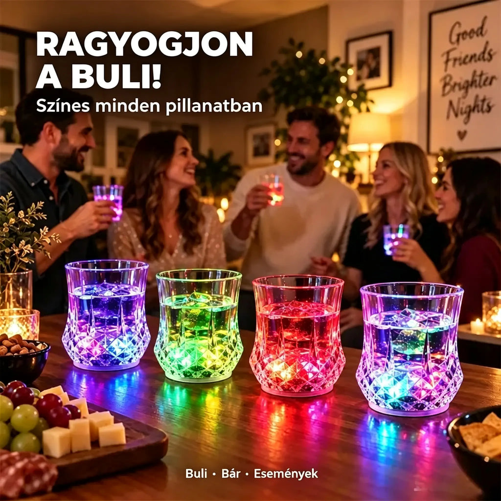 ✨🍷Folyadék hatására aktiválódó LED-fénnyel ellátott pohárkészlet🥂