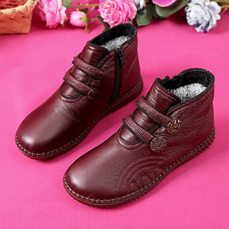 🔥🔥👢【50% KEDVEZMÉNY！！！！】💥【35-40】Női bőr, pamut, csúszásmentes, kézzel készített cipők őszre és télre