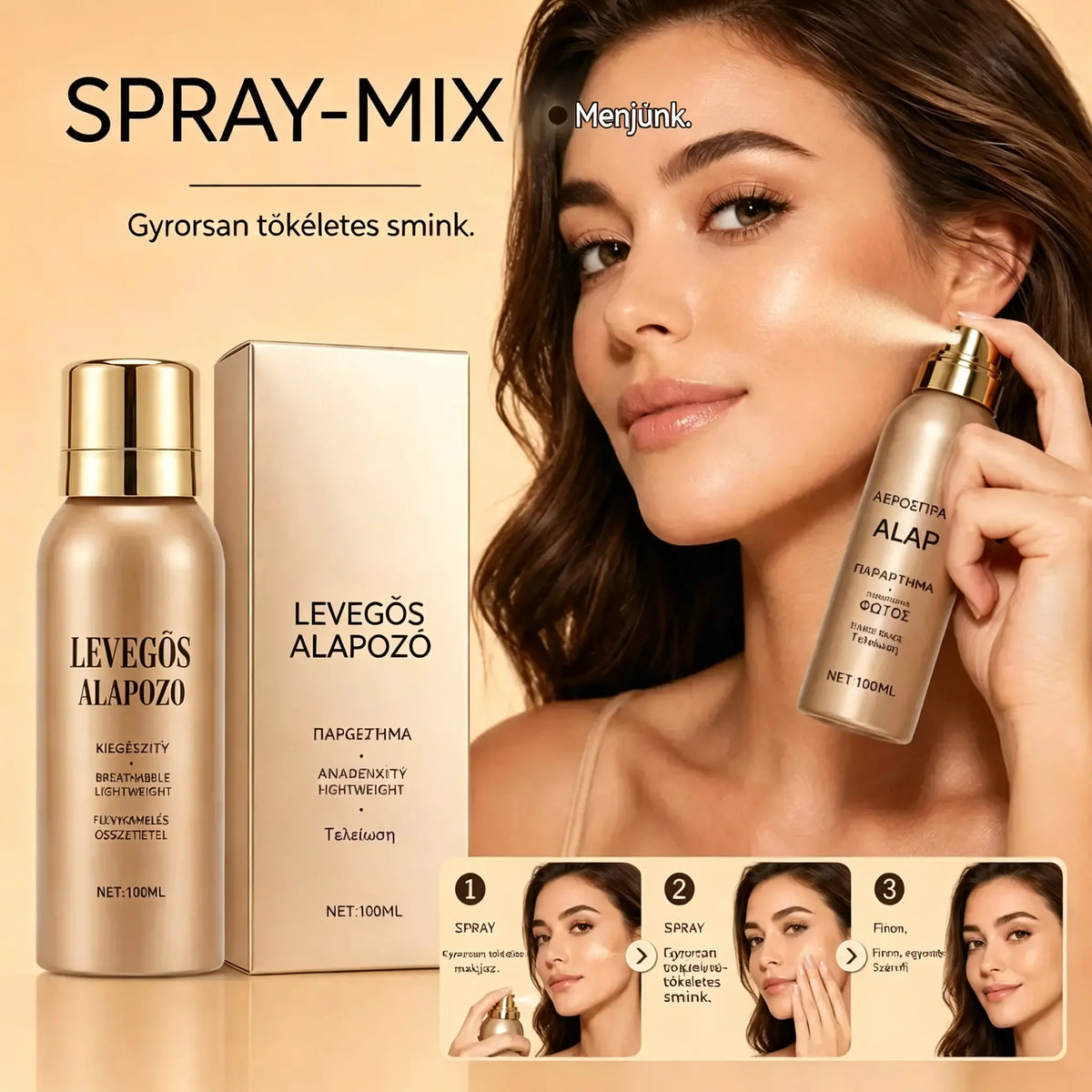 💄 Spray alapozó – Hibátlan, teljes fedés; víz- és izzadságálló. Nem tömíti el a pórusokat és nem ül meg a ráncokban; azonnal természetes, ragyogó és tartós megjelenést biztosít! 💋💖