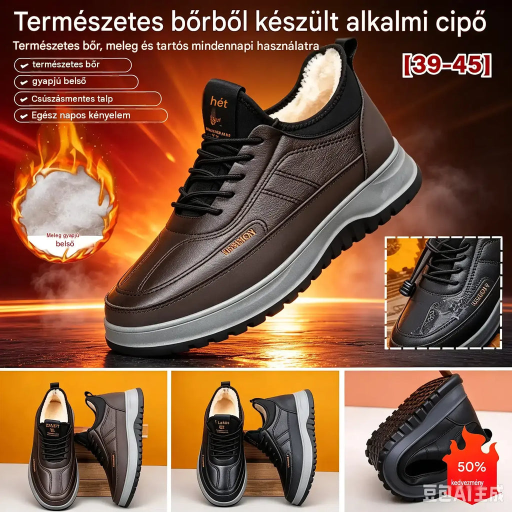 🏆🔥【39-45】2026 Férfi téli sportcipő, valódi bőr, vízálló, puha talpú és bársony, új