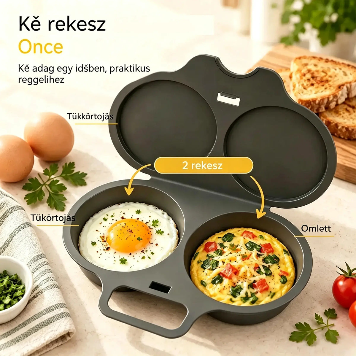 🎁Dva len za 7800 HUF💥 Mikrovlnný varič vajec: Model s dvoma vajíčkami, nepriľnavý dizajn, jednoduché čistenie. 🏠