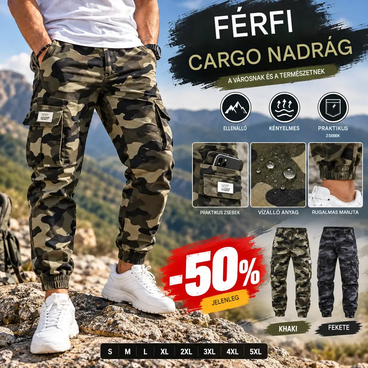 🔥 50% KEDVEZMÉNY! 👖 Tartós taktikai munkanadrág - nejlon és pamut keverékéből, számos funkcionális zsebbel, ideális kültéri munkavégzéshez 🌲