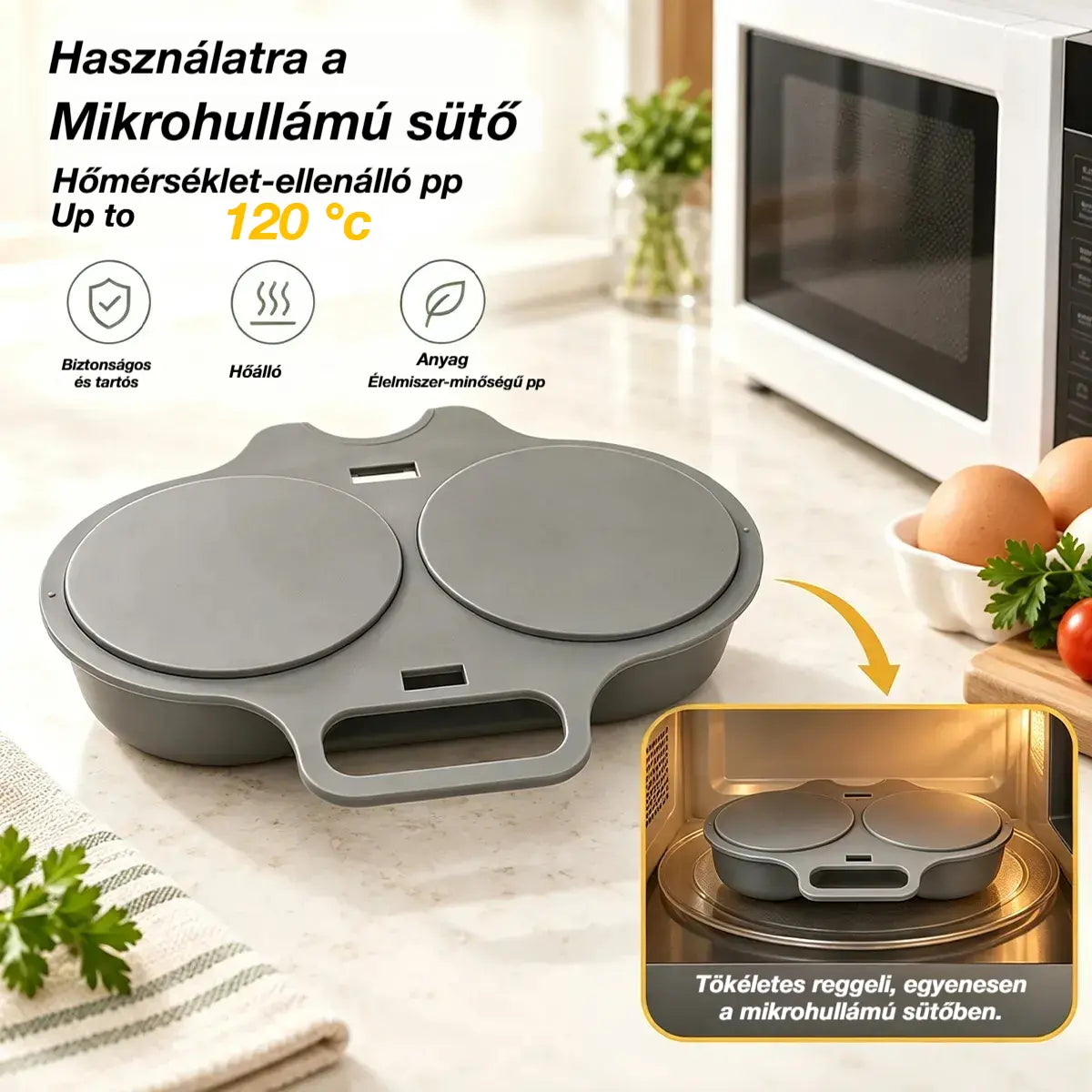 🎁2 darab 7900  Ft💥Mikrohullámú tojásfőző: dupla üregű, tapadásmentes és könnyen tisztítható.🏠