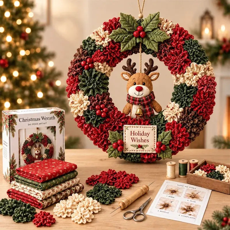 ⏰ UTOLSÓ NAP! 50% KEDVEZMÉNY ✨ Készíts olyan karácsonyi koszorút, amelyet büszkén kiteszel majd 🎄❤️ Kreatív készlet (3D-s textilbetűzéses technika) útmutatóval és leírással.