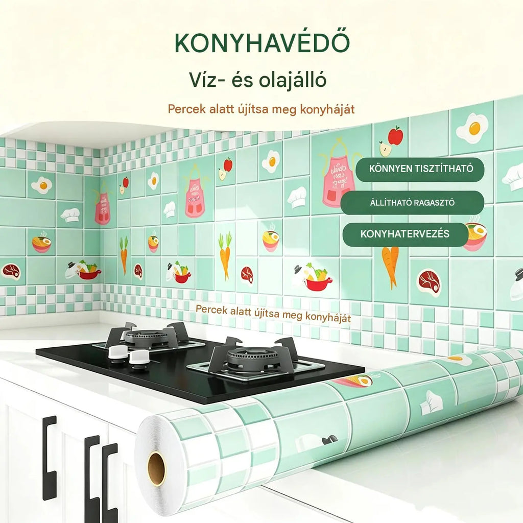 🔥【50% kedvezmény korlátozott ideig】Olajálló matricák konyhába, vízálló öntapadós tapéta, konyhapultvédő.