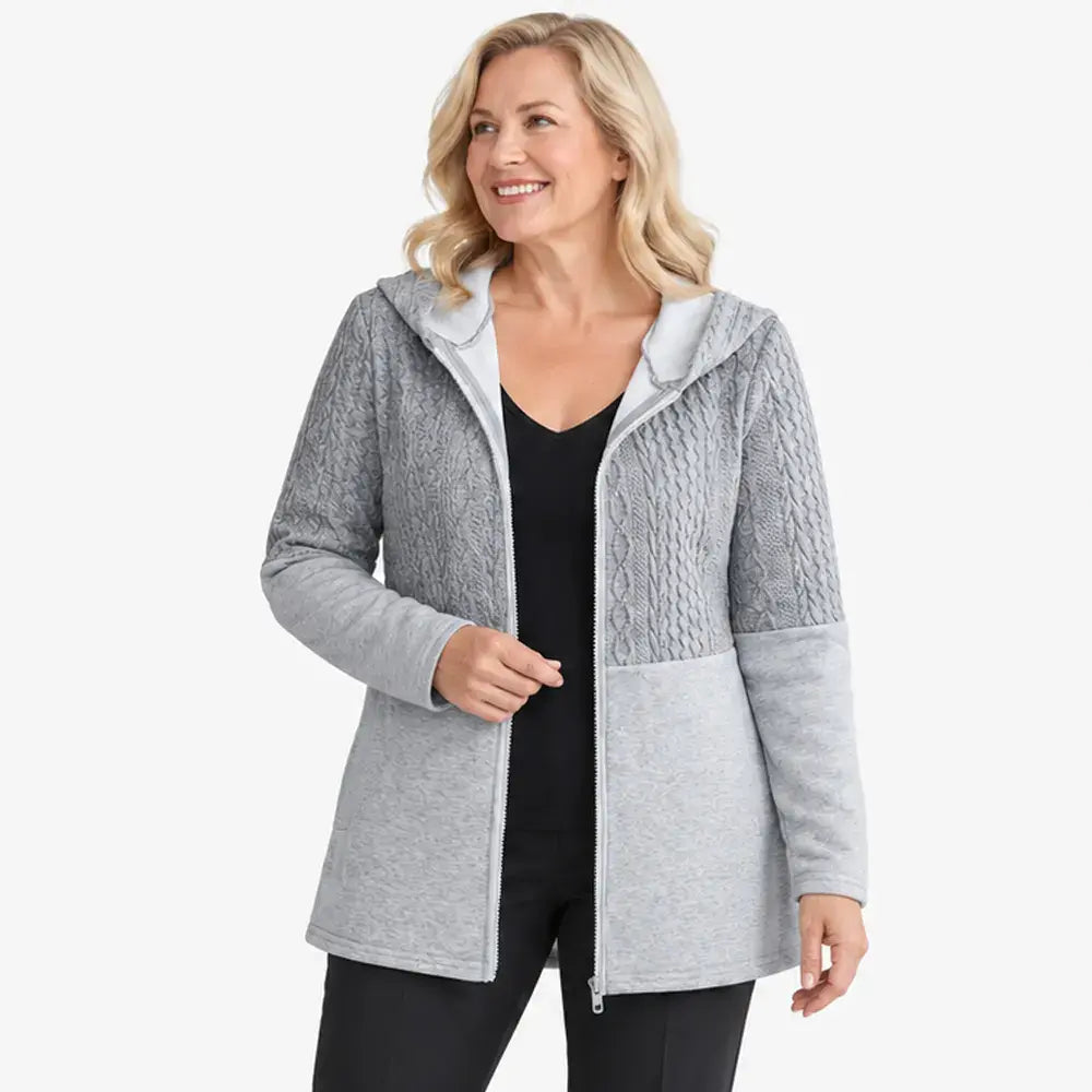 【S-5XL】Női kapucnis őszi-téli dzseki – egyszínű, hullámos steppelés, laza fazon