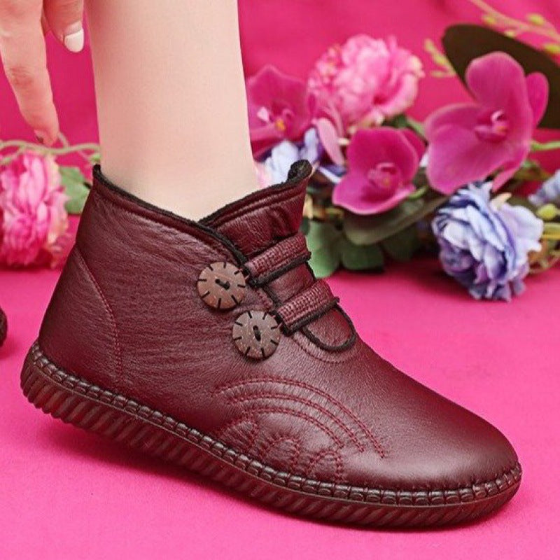 🔥🔥👢【50% KEDVEZMÉNY！！！！】💥【35-40】Női bőr, pamut, csúszásmentes, kézzel készített cipők őszre és télre