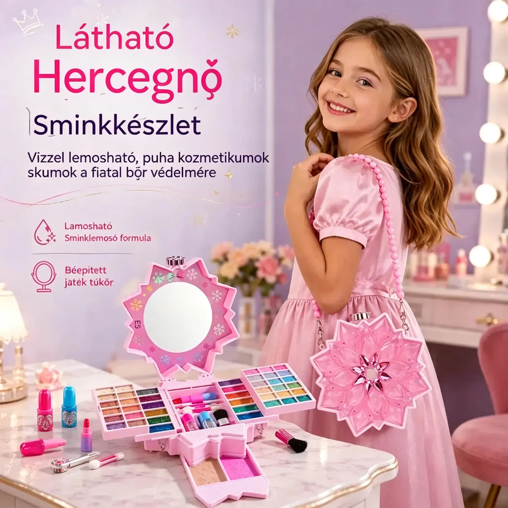💄 Korlátozott ideig tartó ajánlat: 50% kedvezmény! ✨ Lemosható hercegnős sminkkészlet: biztonságos, nem mérgező játék sminkkészlet gyerekeknek 👸
