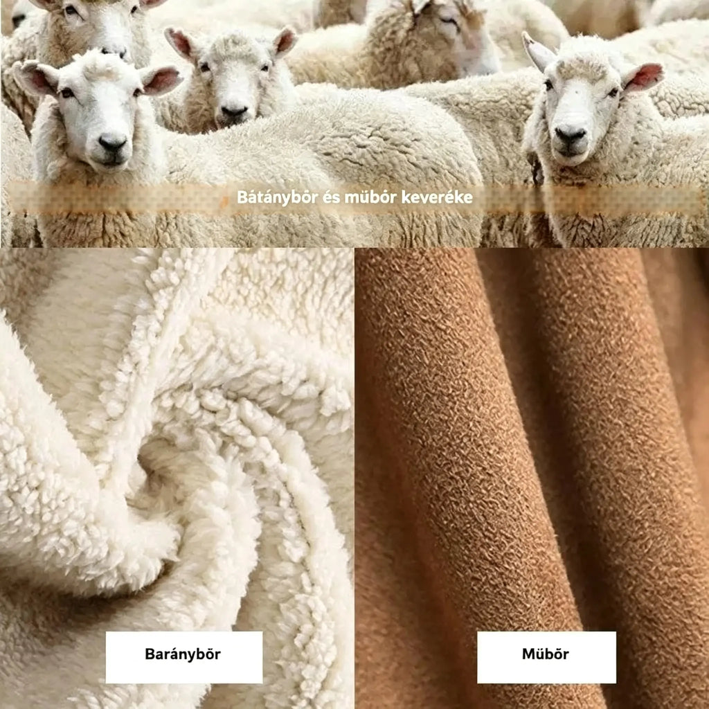🥼🐏💖【Újdonság télre – 50% kedvezmény】2026-os divatos és meleg, polárbéléses női velúrhatású kabát, S–5XL, téli/utcai viselet