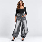 🔥【50% kedvezmény】👖【XS-3XL】Stílusos és kényelmes, bő szárú farmer ✨💞