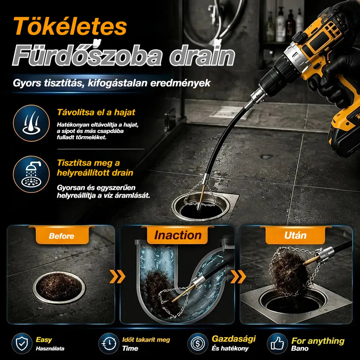 🔥【Korlátozott ideig féláron】🏠Eszközök a lefolyók és WC-k dugulásának megszüntetéséhez