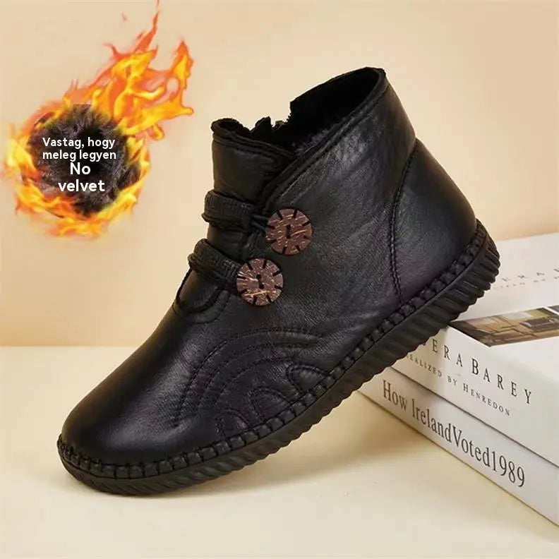 🔥🔥👢【50% KEDVEZMÉNY！！！！】💥【35-40】Női bőr, pamut, csúszásmentes, kézzel készített cipők őszre és télre