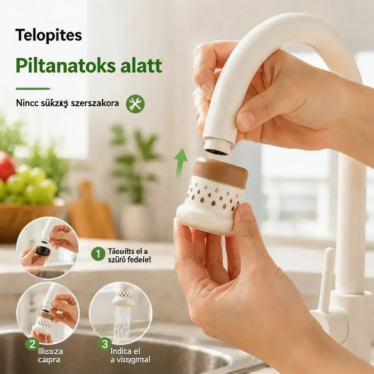 💦 Cseppmentes csapszűrő -360° – Takarítson meg vizet és mosson hatékonyabban
