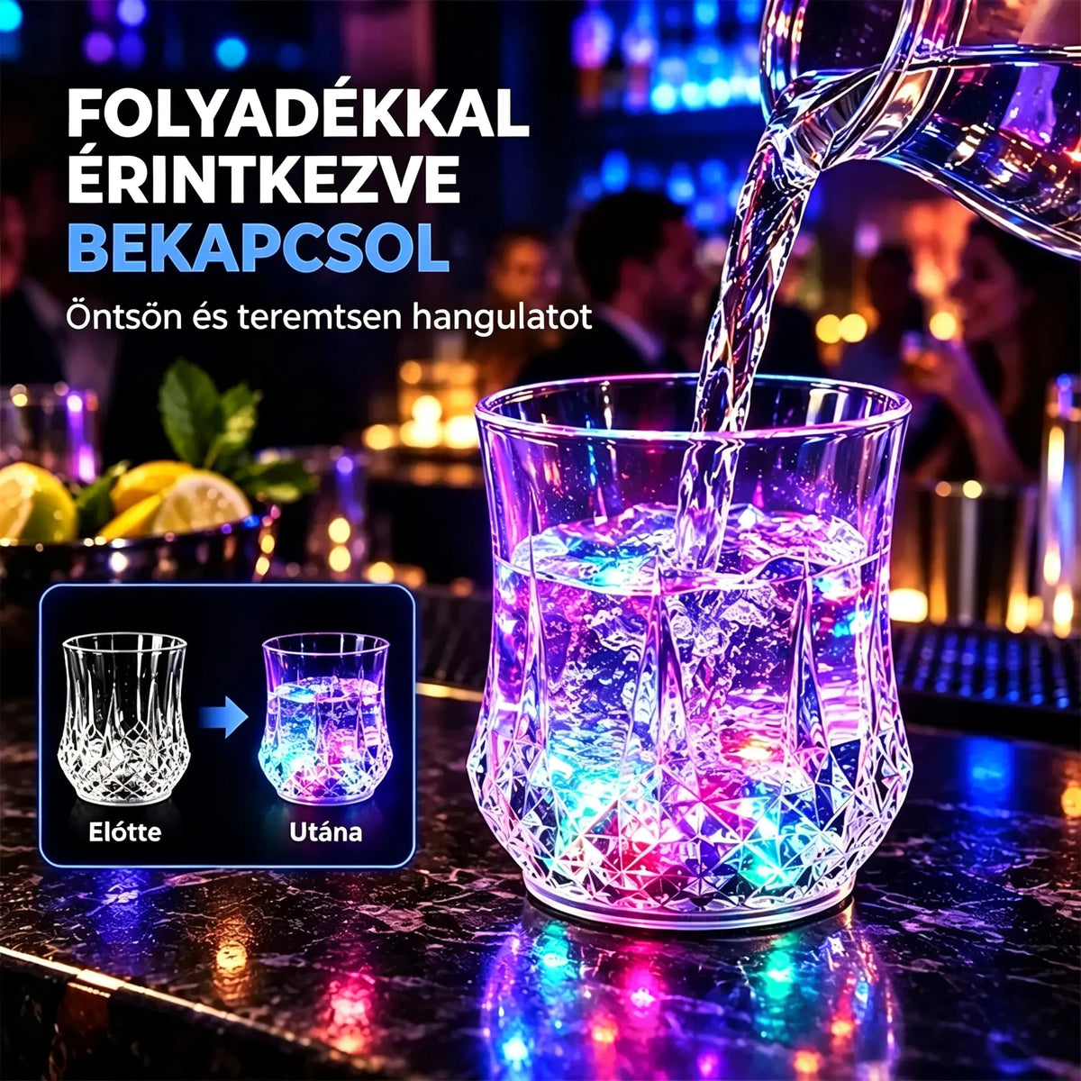 ✨🍷Folyadék hatására aktiválódó LED-fénnyel ellátott pohárkészlet🥂