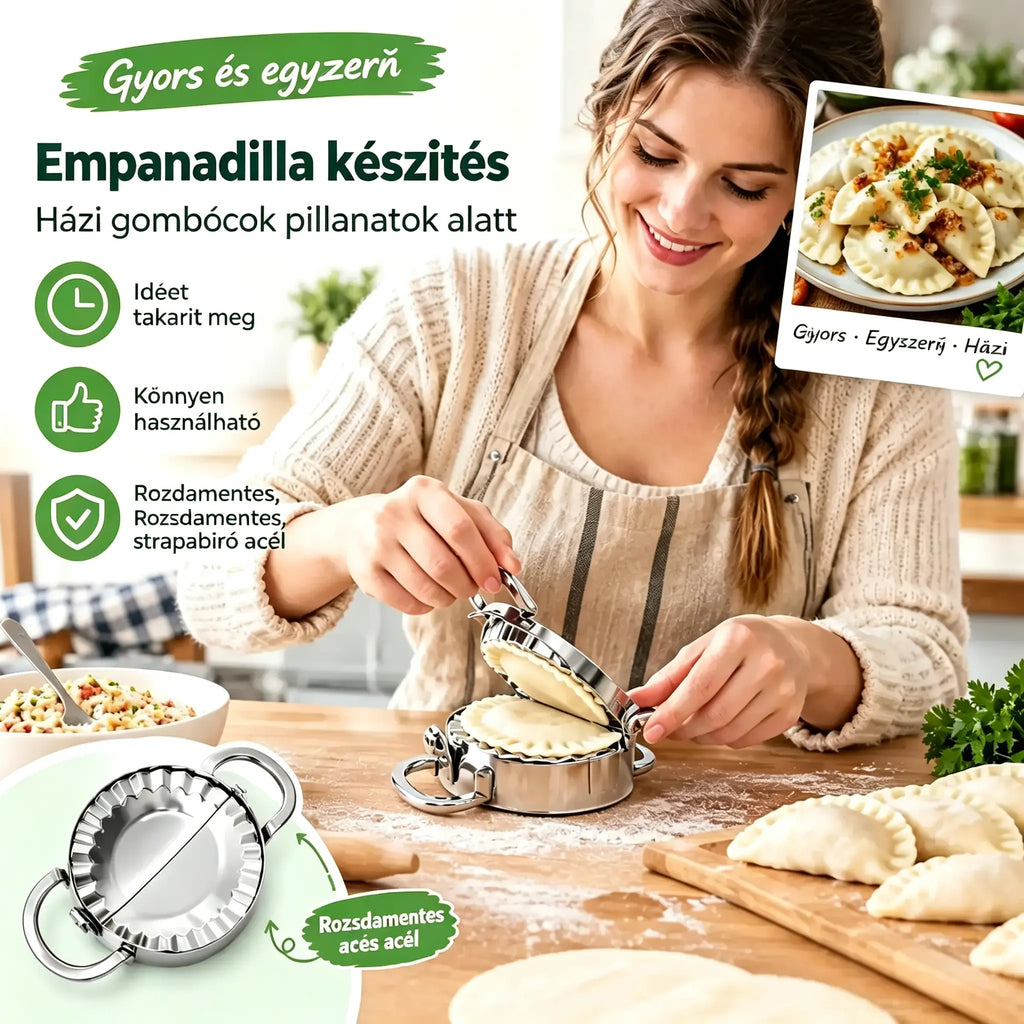 🥟8,5 cm-es szaggató + 8,5 cm-es gombócformázó✨ Tökéletes végeredményű házi gombócok percek alatt!✨ Élelmiszer-ipari minőségű rozsdamentes acél