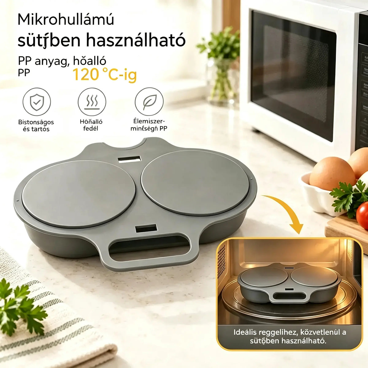 🎁Dva len za 7800 HUF💥 Mikrovlnný varič vajec: Model s dvoma vajíčkami, nepriľnavý dizajn, jednoduché čistenie. 🏠