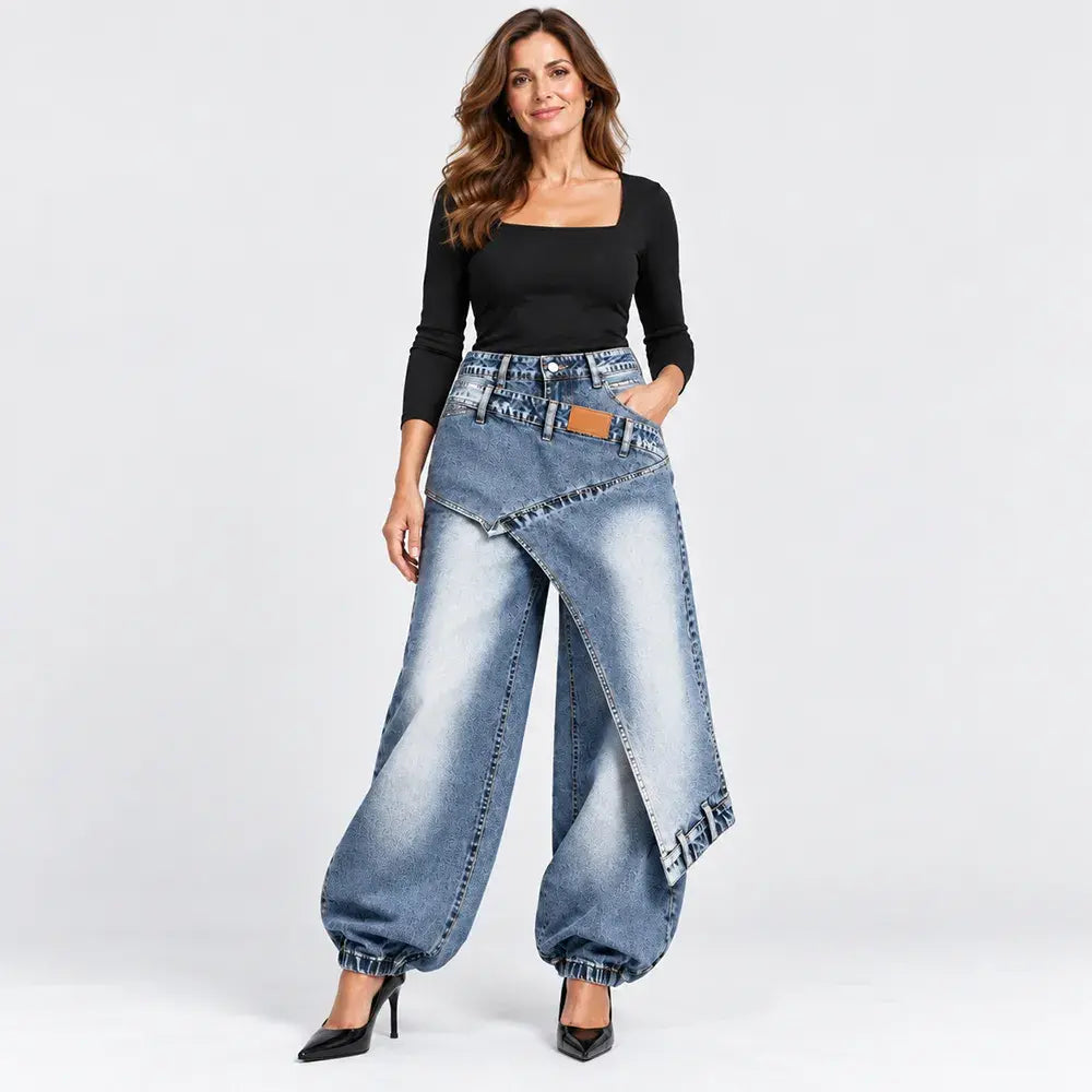 🔥【50% kedvezmény】👖【XS-3XL】Stílusos és kényelmes, bő szárú farmer ✨💞