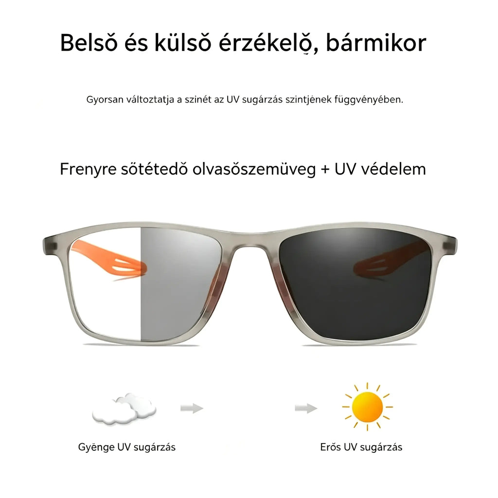 🕶️Ultrakönnyű, nagy felbontású, fényre sötétedő olvasószemüveg, amelyet kifejezetten idősek számára terveztek.