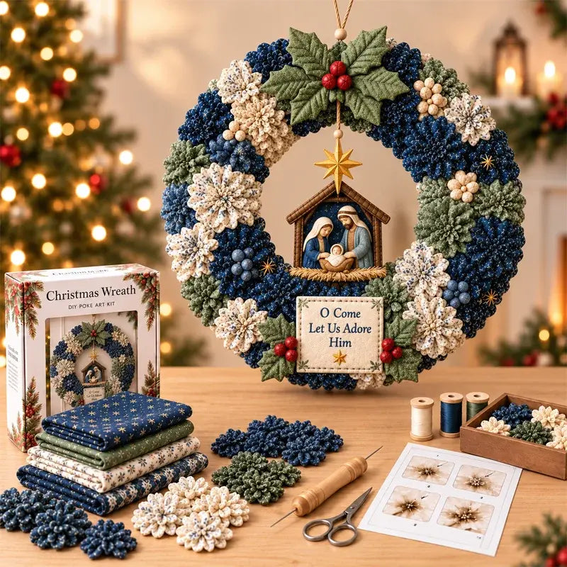 ⏰ UTOLSÓ NAP! 50% KEDVEZMÉNY ✨ Készíts olyan karácsonyi koszorút, amelyet büszkén kiteszel majd 🎄❤️ Kreatív készlet (3D-s textilbetűzéses technika) útmutatóval és leírással.